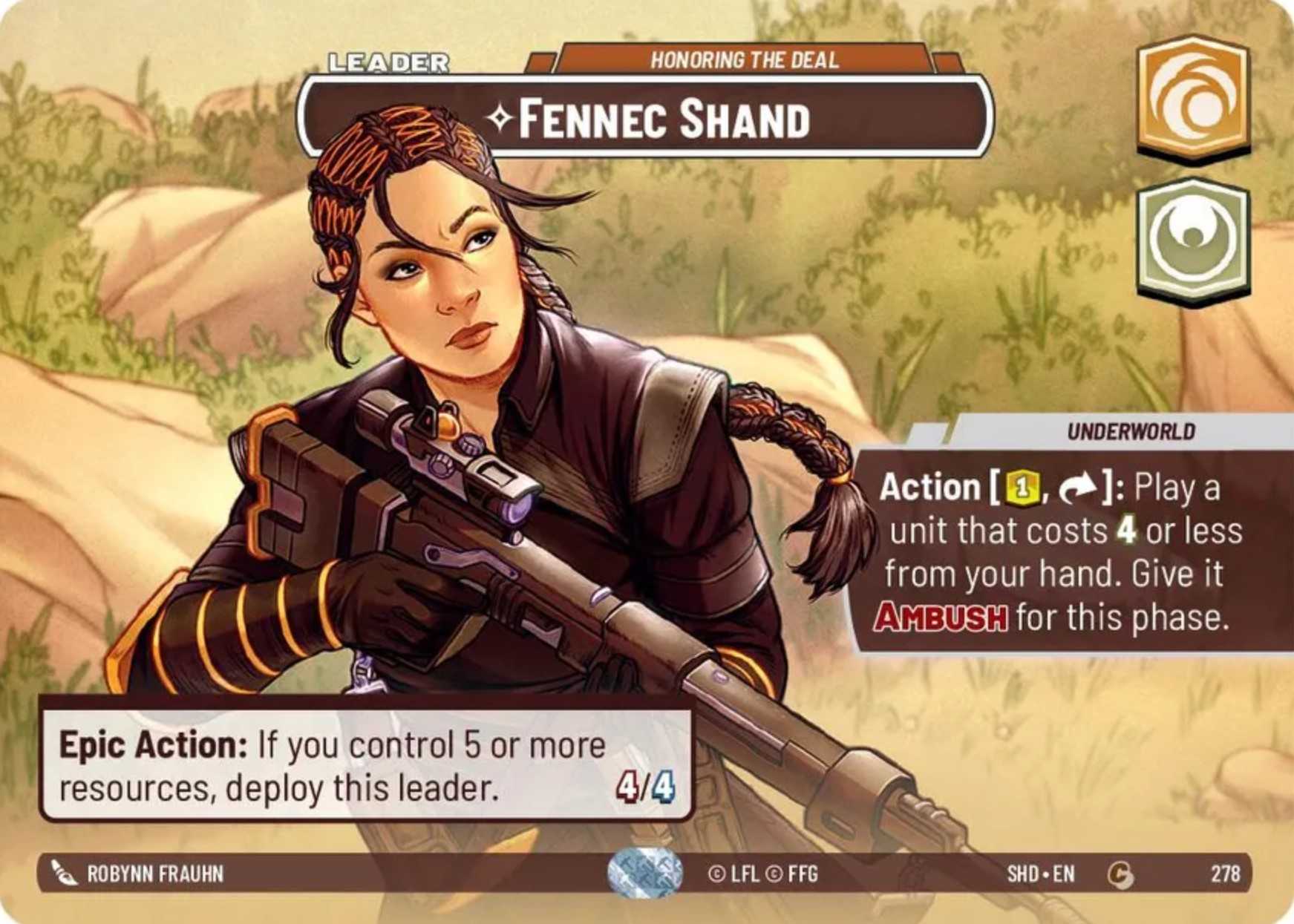 Fennec Shand Showcase card in Star Wars Unlimited