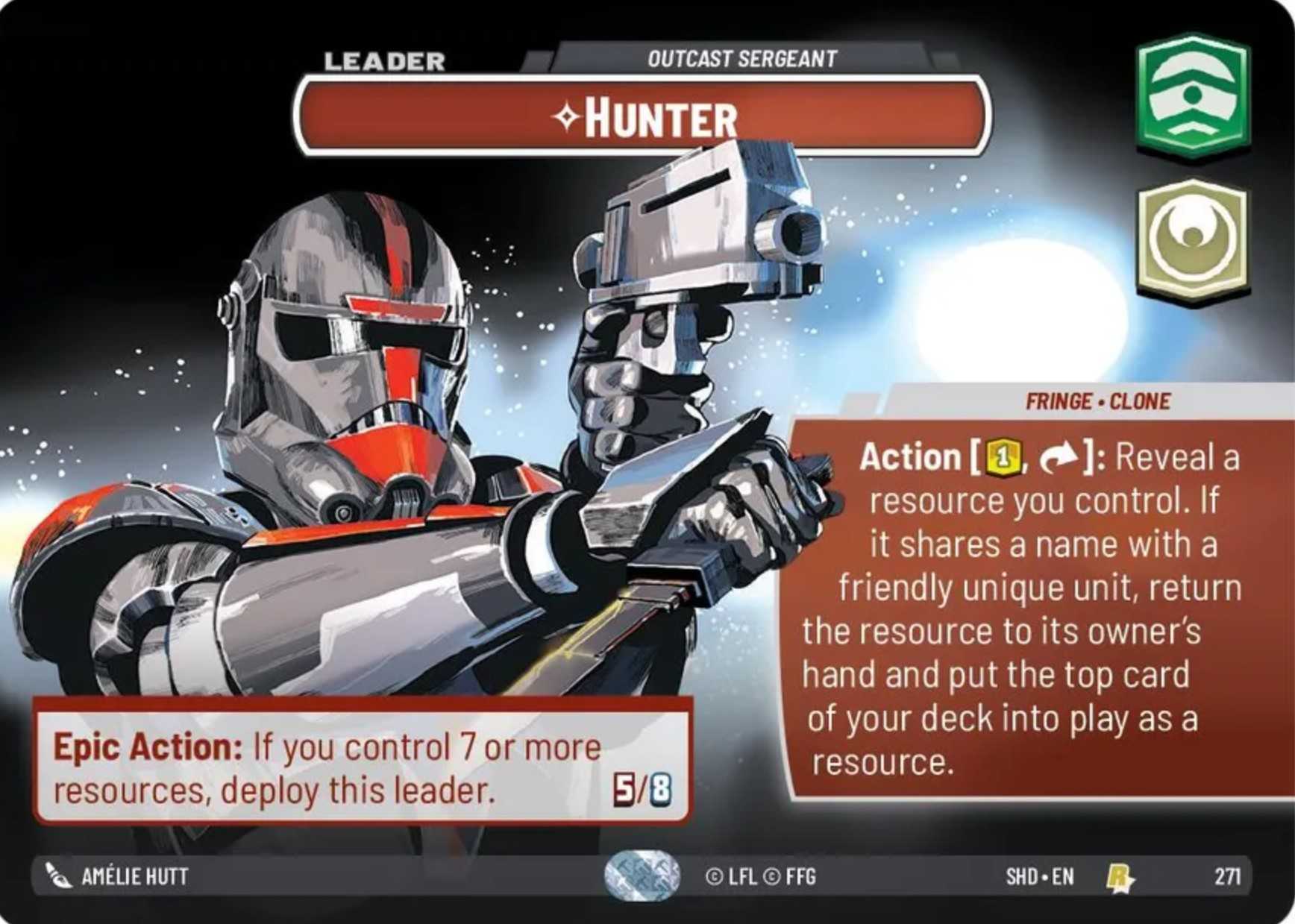 Hunter Showcase card in Star Wars Unlimited