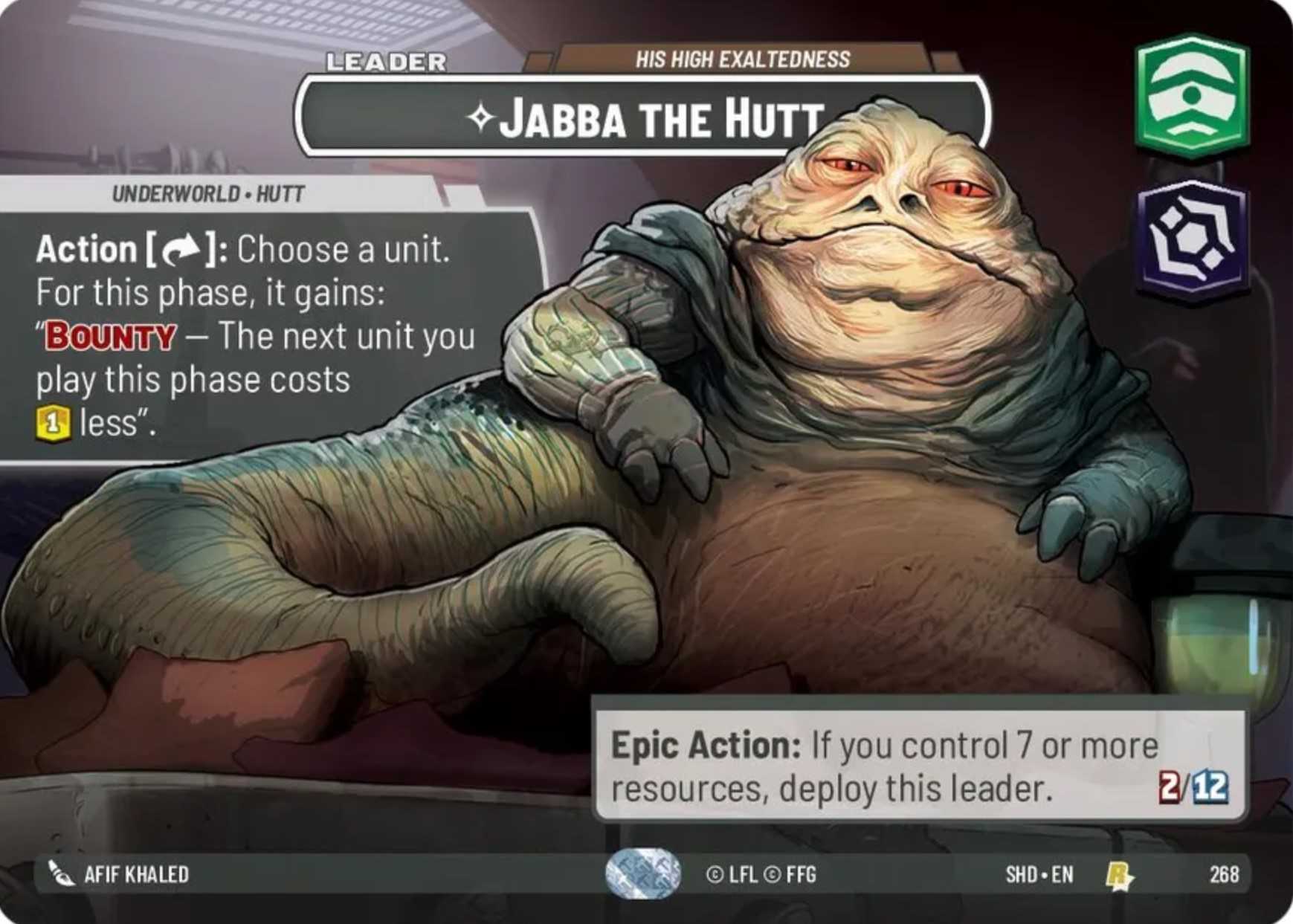 Jabba The Hutt Showcase card in Star Wars Unlimited