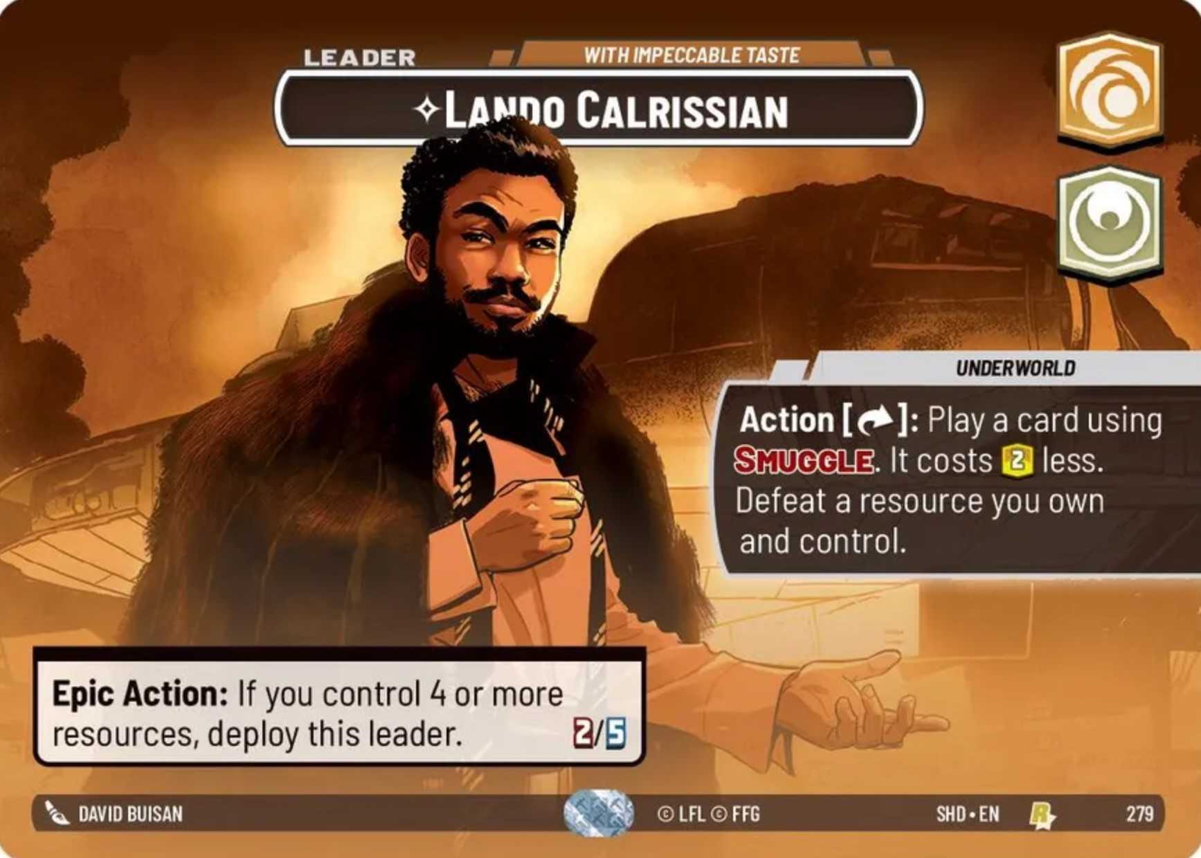 Lando Calrissian Showcase card in Star Wars Unlimited