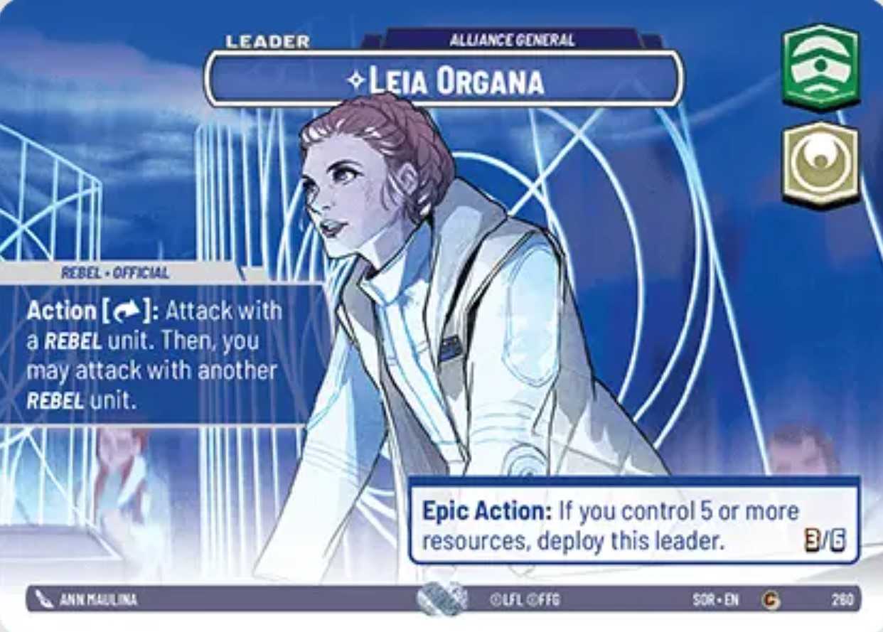 Leia Organa Showcase card in Star Wars Unlimited