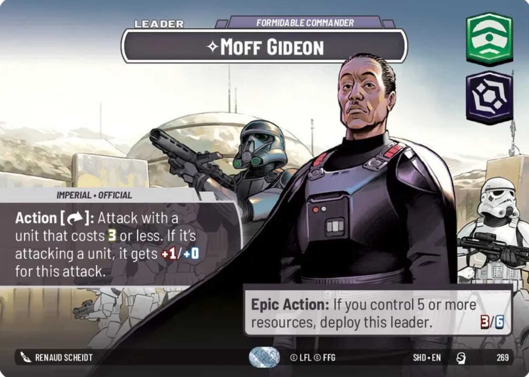 Moff Gideon Showcase card in Star Wars Unlimited