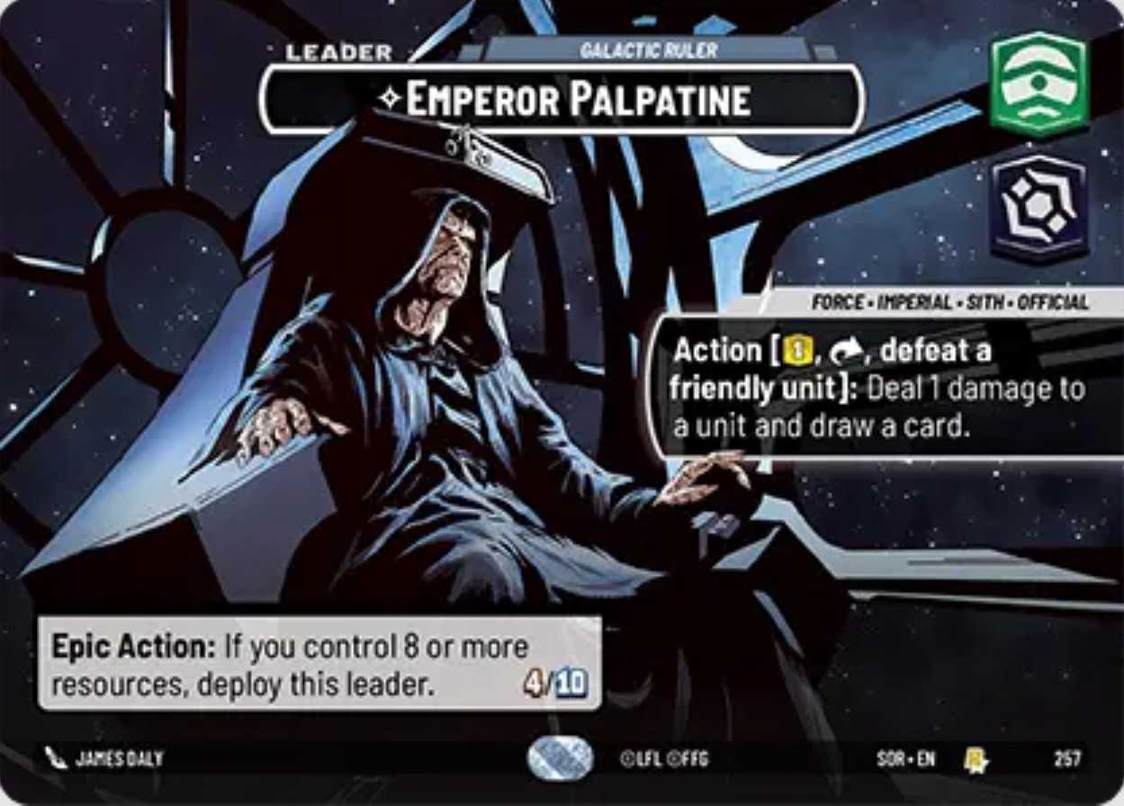 Emperor Palpatine Showcase card in Star Wars Unlimited