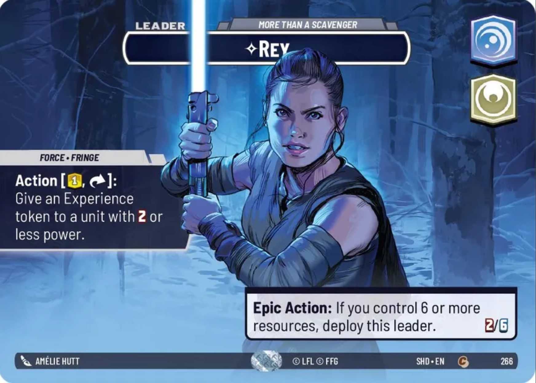 Rey Showcase card in Star Wars Unlimited