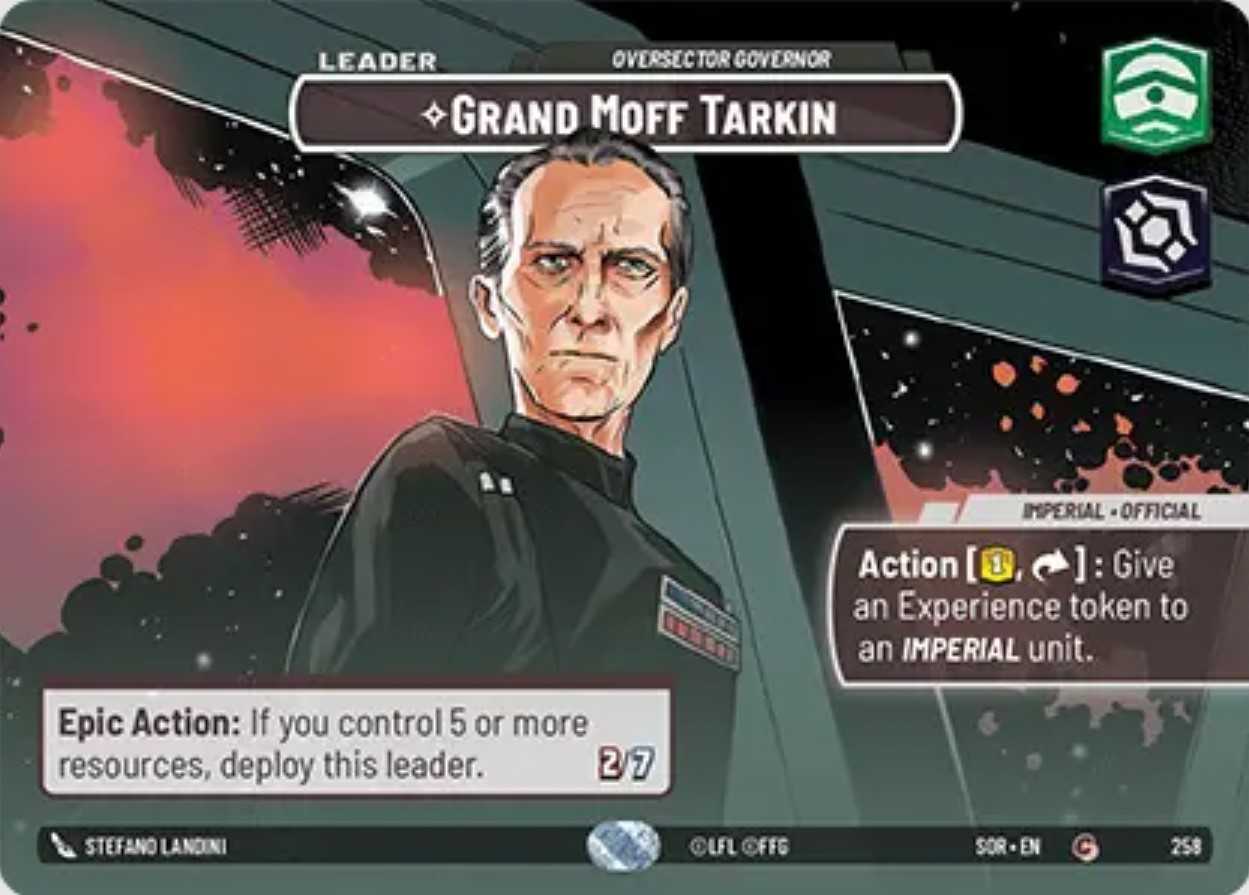 Moff Tarkin Showcase card in Star Wars Unlimited