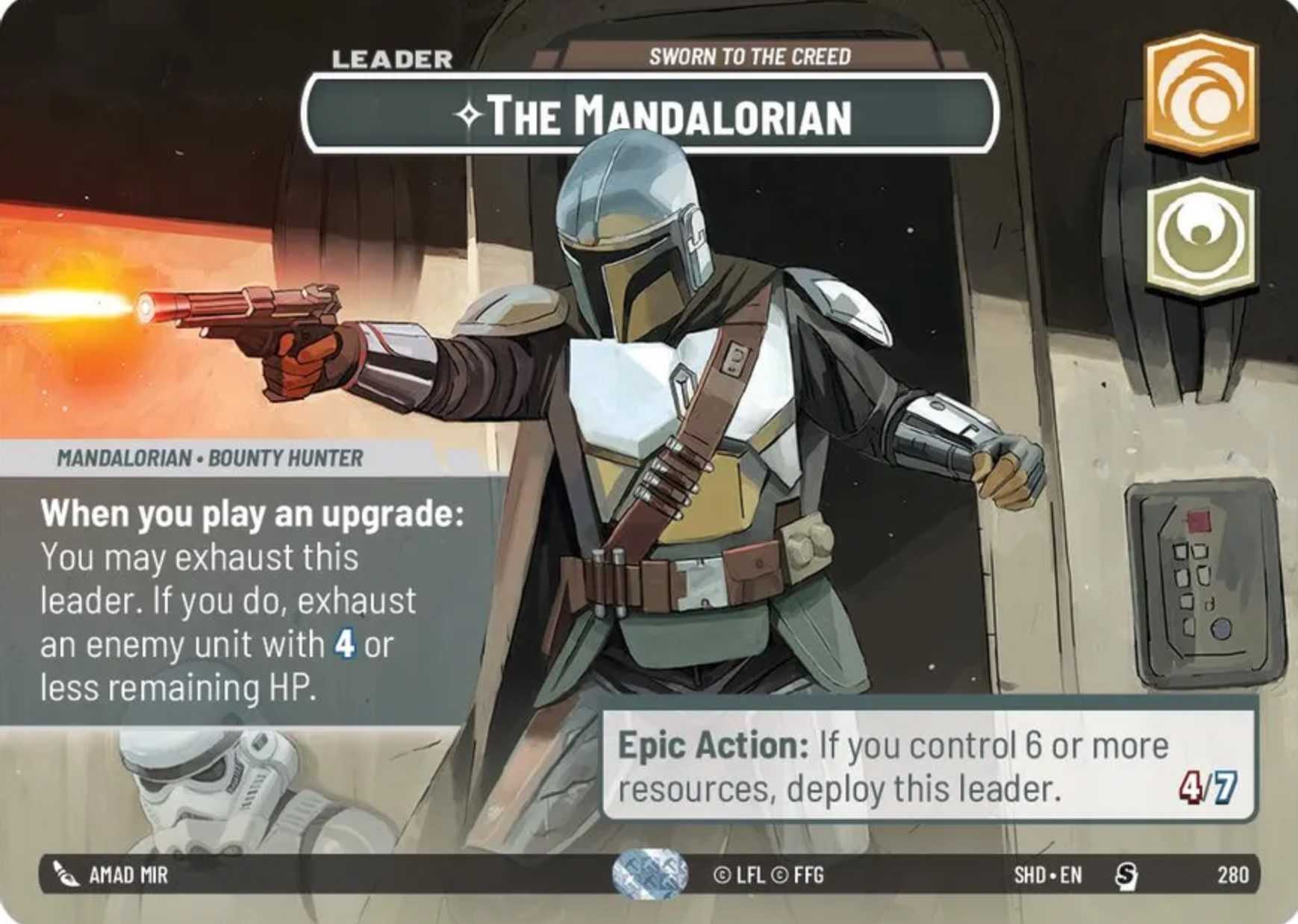 The Mandalorian Showcase card in Star Wars Unlimited