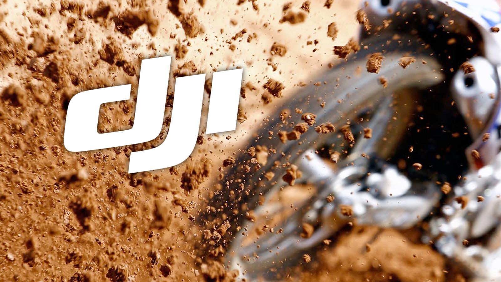 DJI logo next to a dirt bike