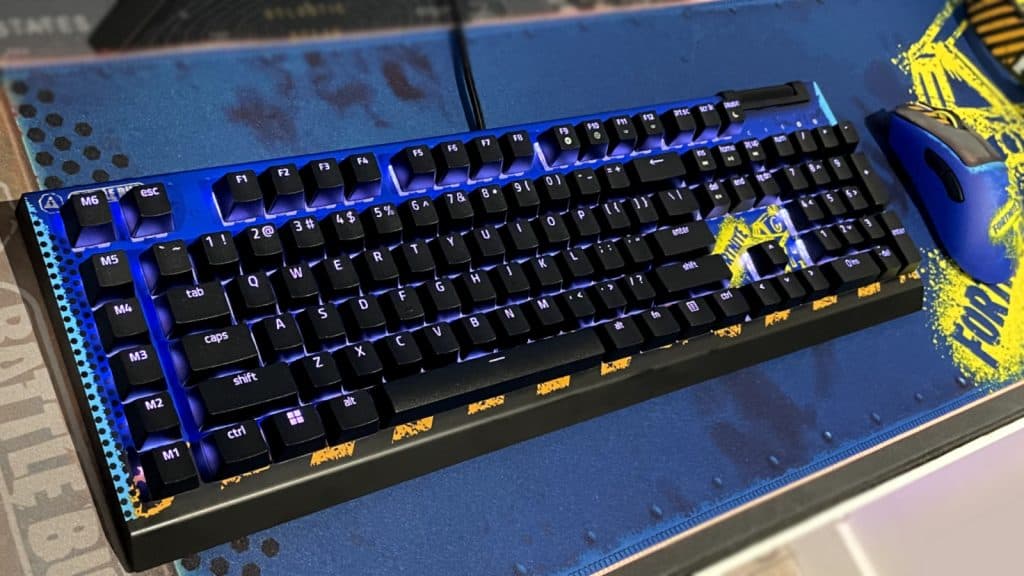 Razer BlackWidow V4 X Fortnite keyboard.