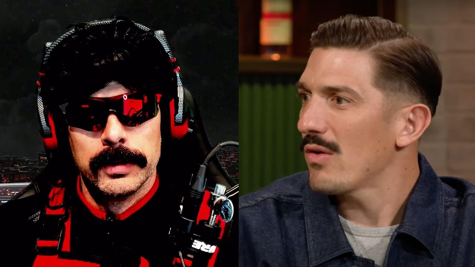 side by side image of dr disrespect and andrew schulz