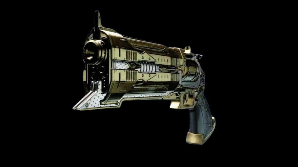 A custom image of the Nazeistra’s Devotion Hand Cannon with a black background.