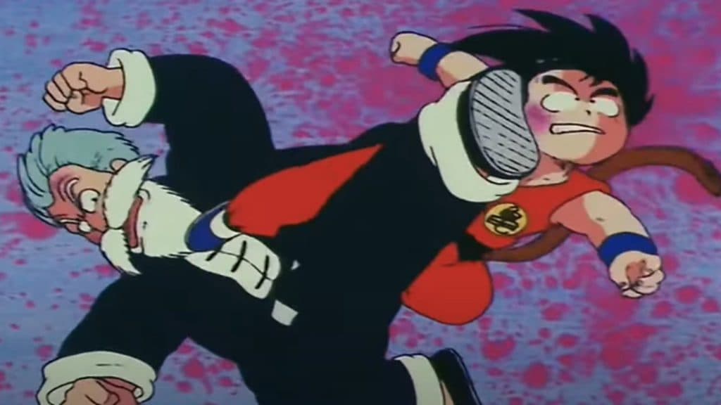 Goku vs Jackie Chun in the original Dragon Ball anime.