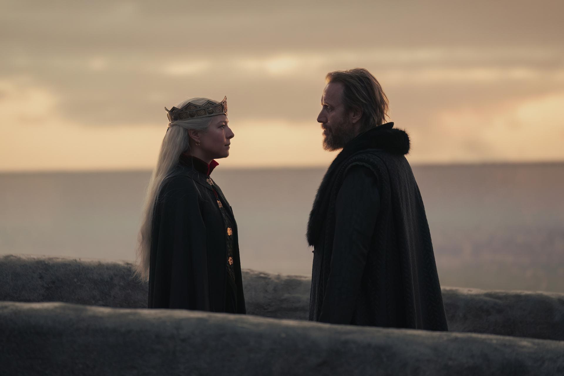 Rhys Ifans and Emma D’Arcy in House of the Dragon Season 1.