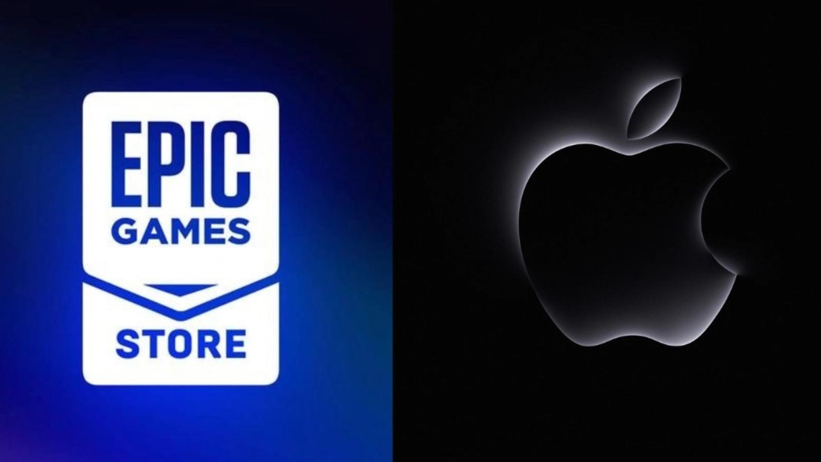 Apple logo next to Epic Games logo