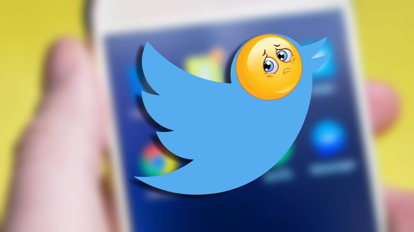 old twitter logo with sad emoji