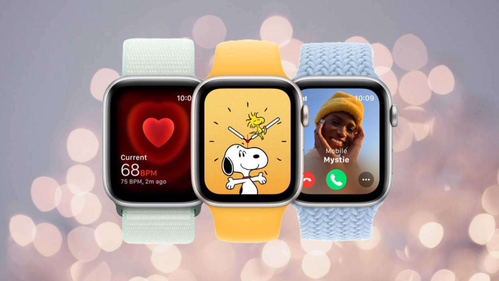 Apple Watch SE against a sparkling background