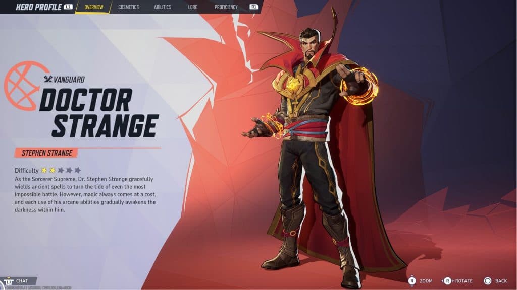 A screenshot of Doctor Strange's hero screen in Marvel Rivals.