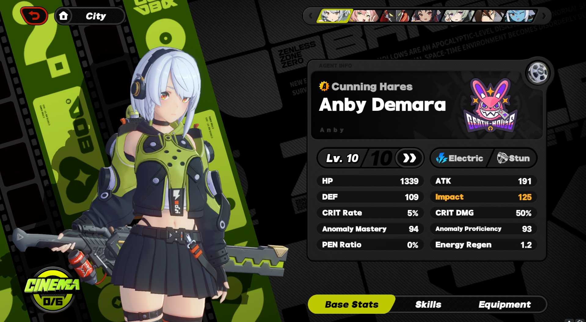 Anby Base stats in Zenless Zone Zero