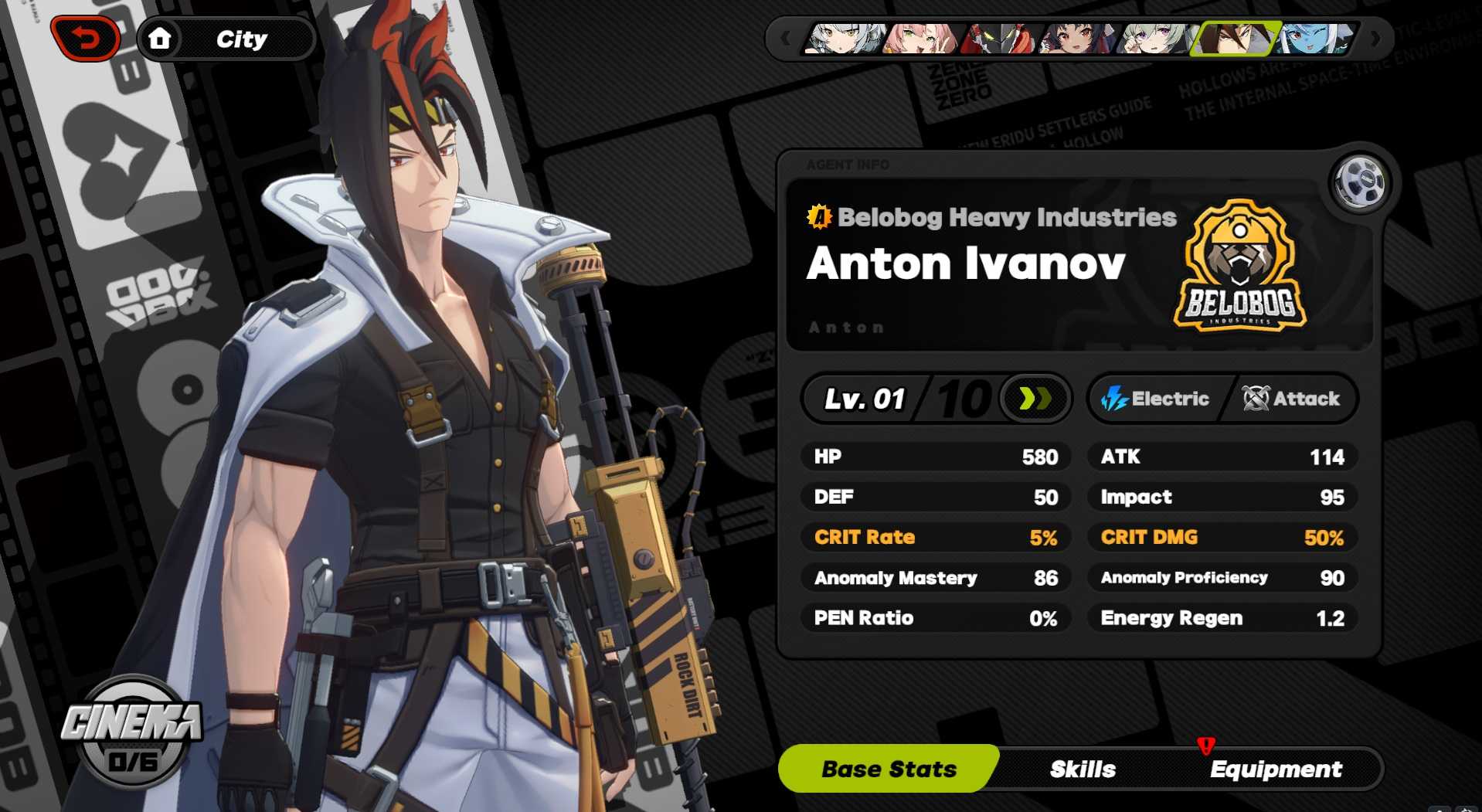 Anton Base stats from Zenless Zone Zero