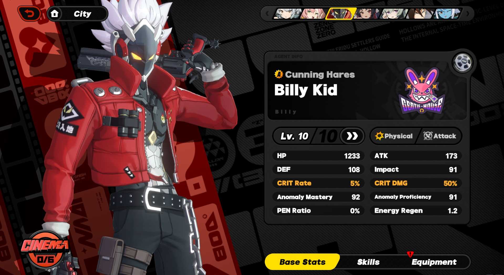 Billy Base stats in Zenless Zone Zero