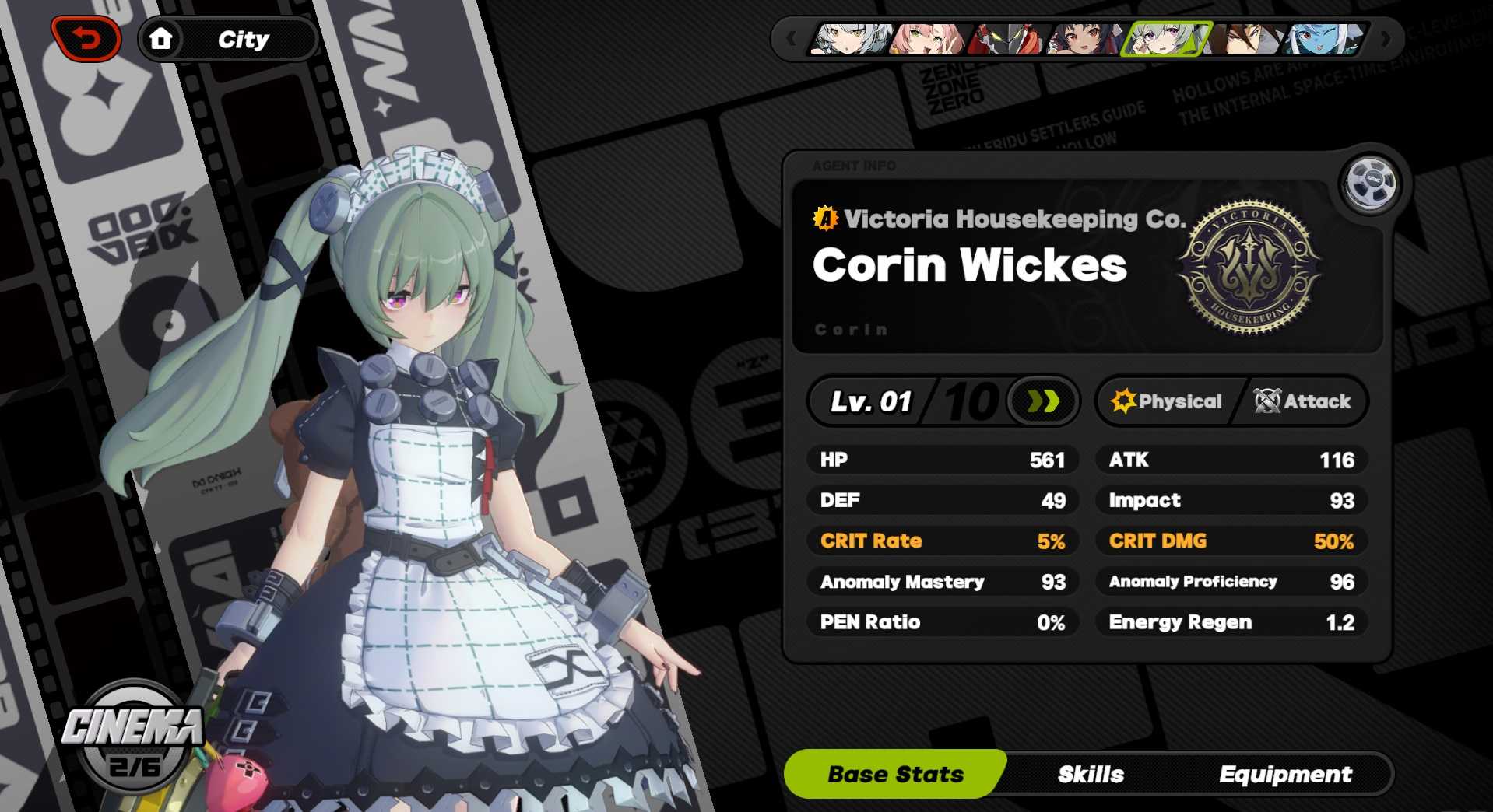 Corin Base stats in Zenless Zone Zero