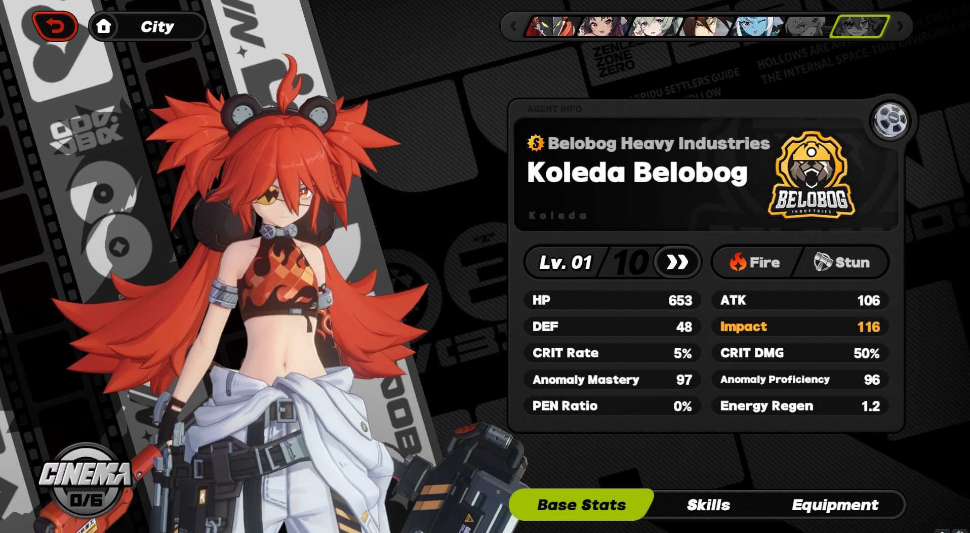 Koleda Base stats in Zenless Zone Zero