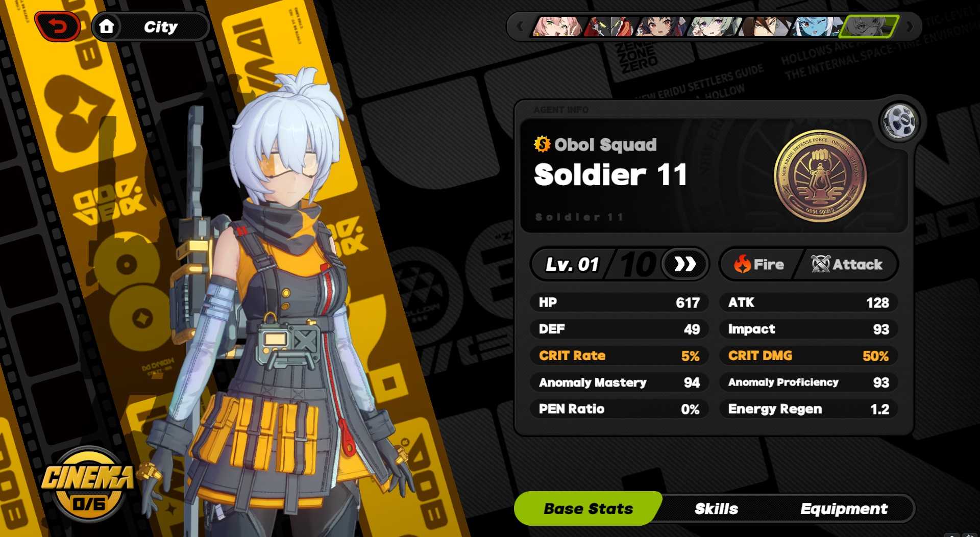 Soldier 11 Base stats from Zenless Zone Zero