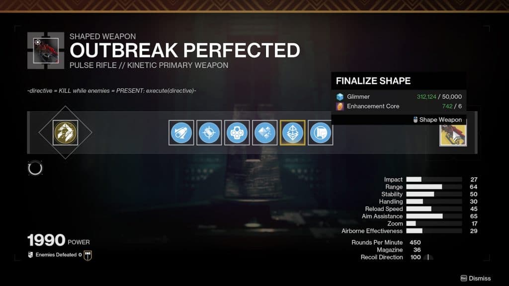 Crafting OutbreaK Perfected in Destiny 2.