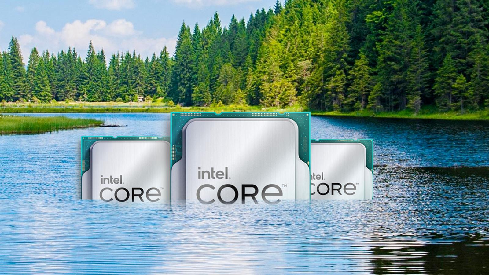 intel arrow lake represeted by a stock image of a lake and intel chips coming out of it