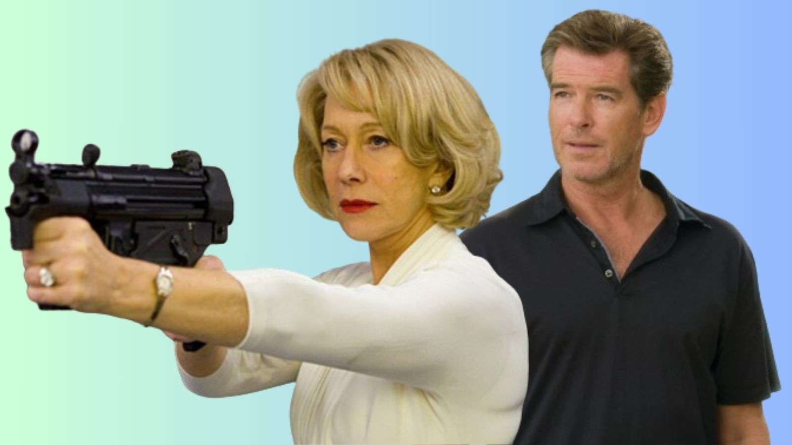 Thursday Murder Club stars Helen Mirren (Red) and Pierce Brosnan (Mamma Mia).