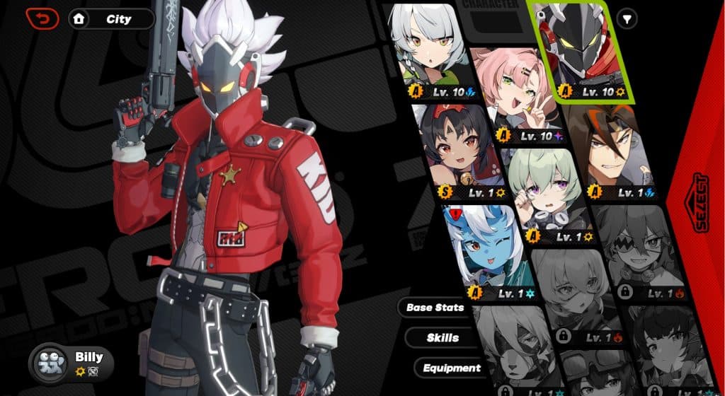 An image of Billy from the character menu