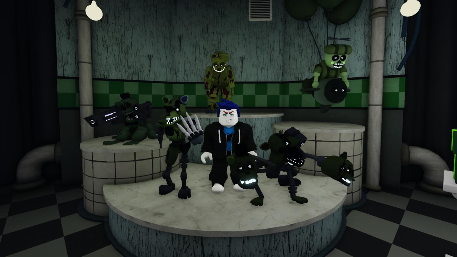 blocks in the middle of creepy an animatronics gang in Five Night TD
