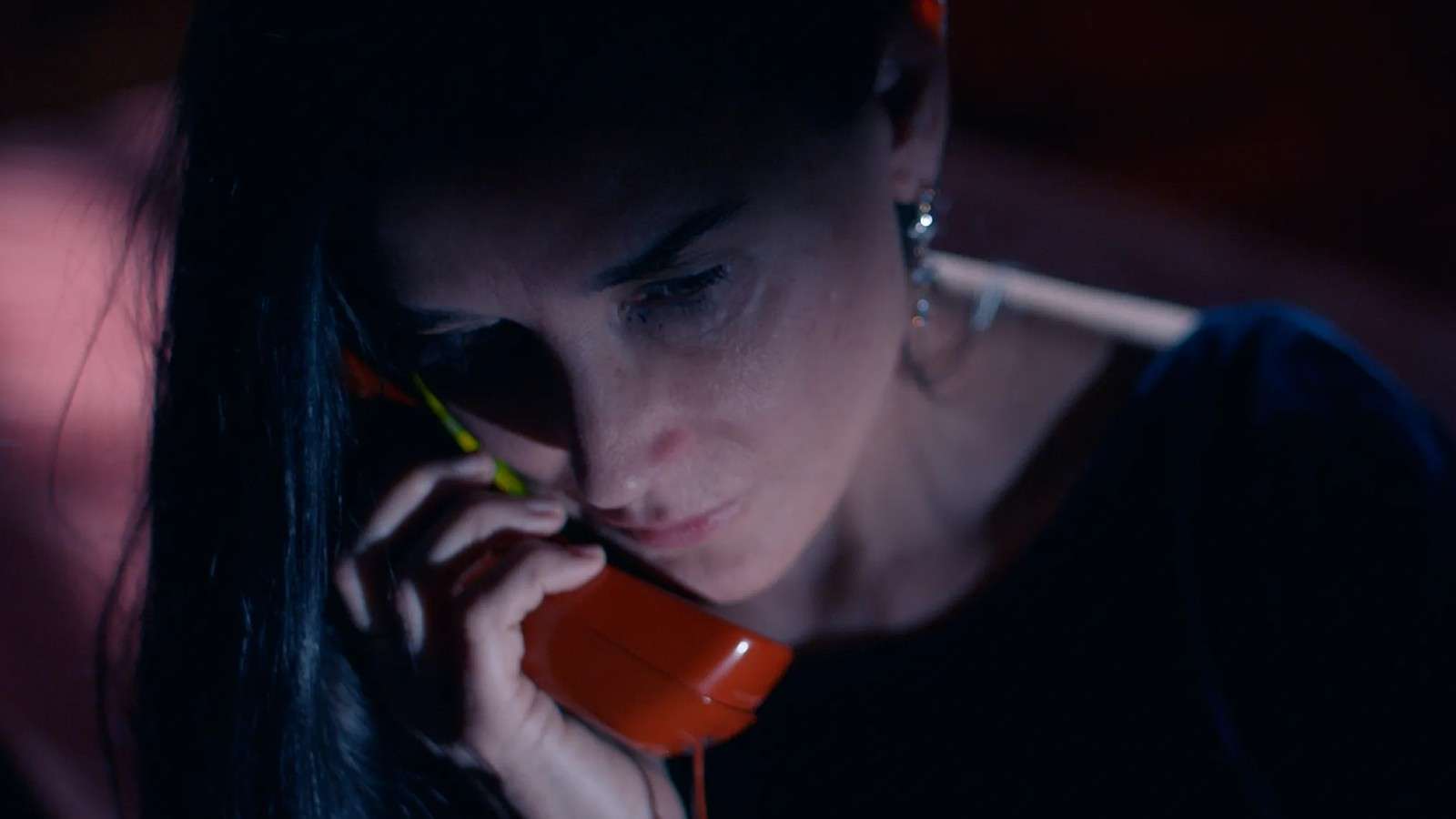 Demi Moore on the phone in The Substance.