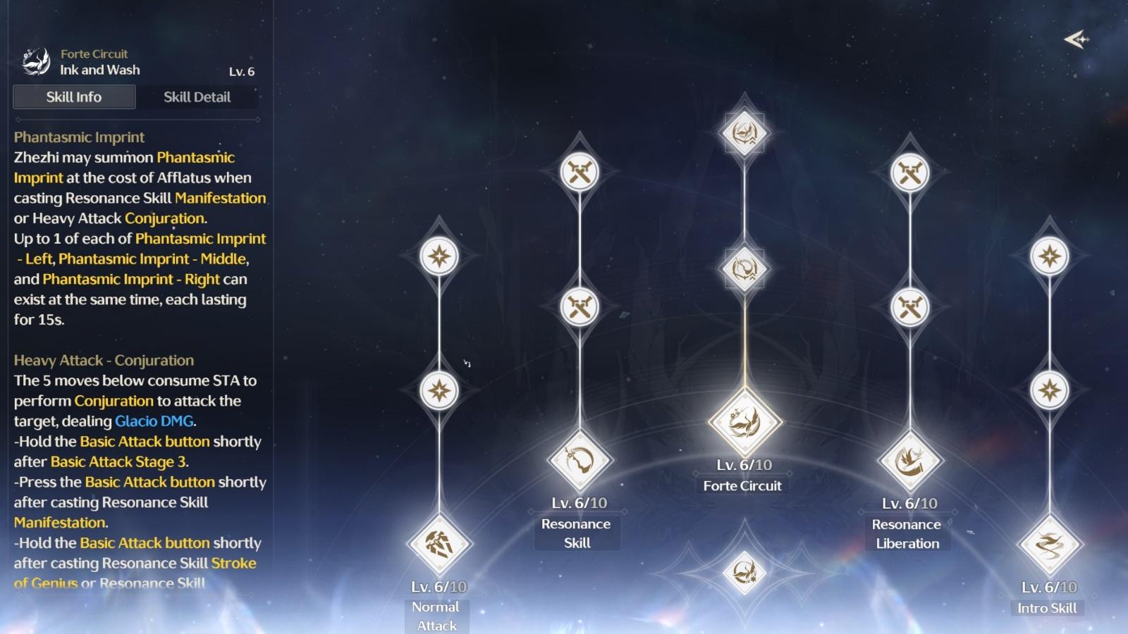 A screenshot of Zhezhi's abilities