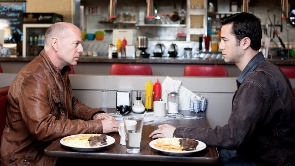 Joe east breakfast with his older self in Looper.