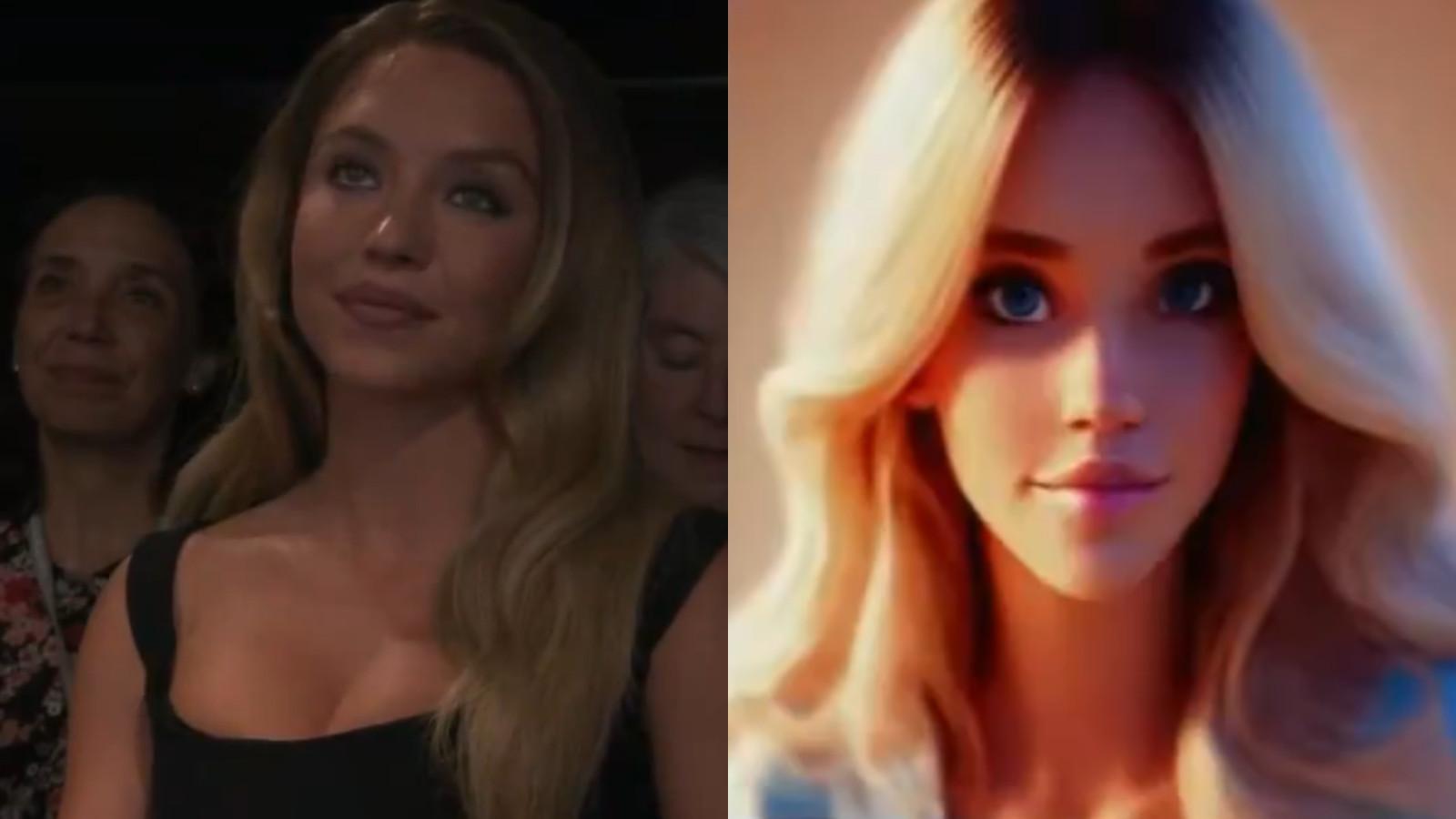 Sydney Sweeney and an AI image of her