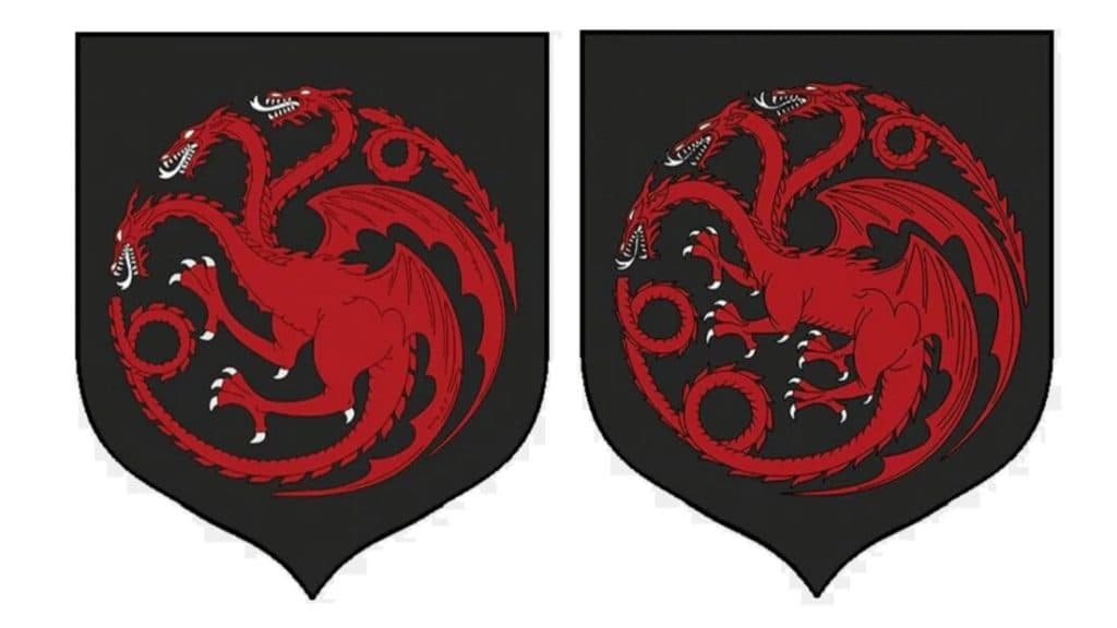 The two Targaryen sigils in House of the Dragon and Game of Thrones