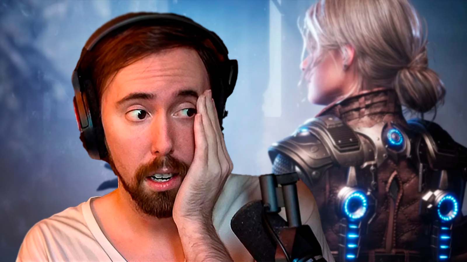 Asmongold looking at The First Descendant character