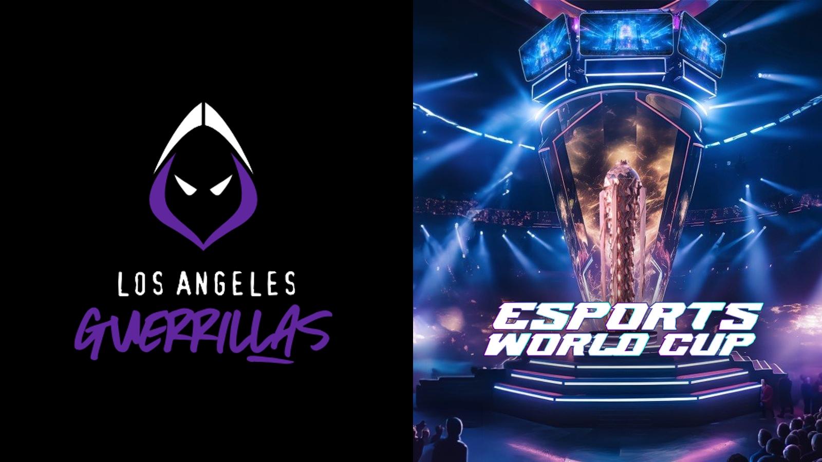 side by side image of the LA Guerrillas logo and the Esports World Cup
