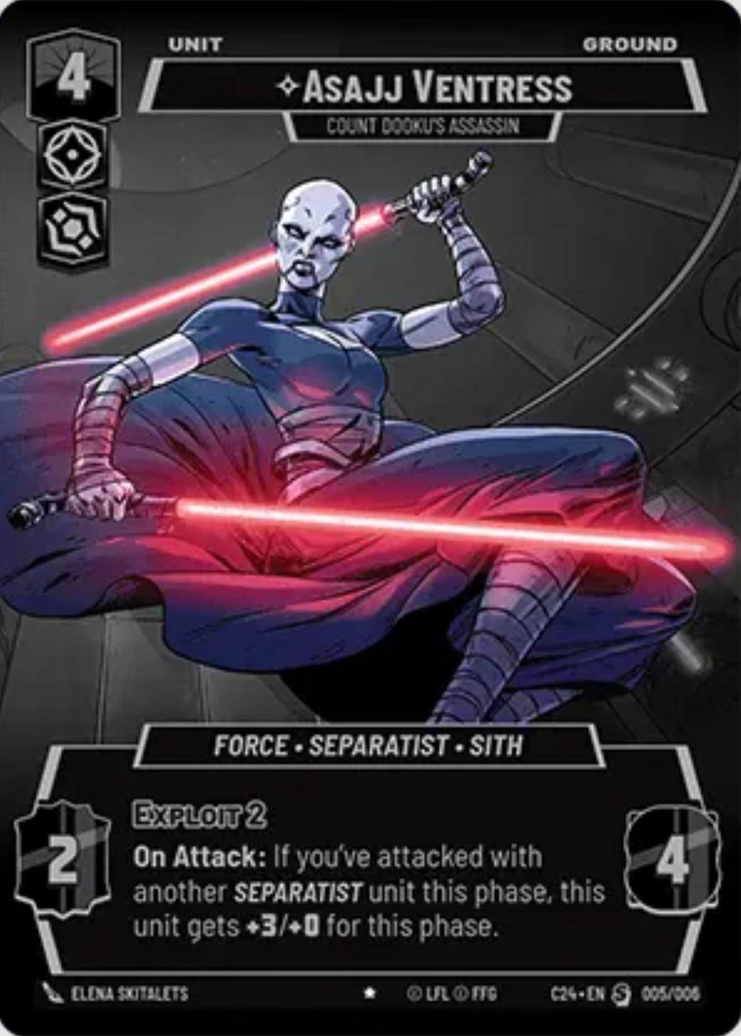 Exclusive Star Wars Unlimited card for Asajj Ventress Convention