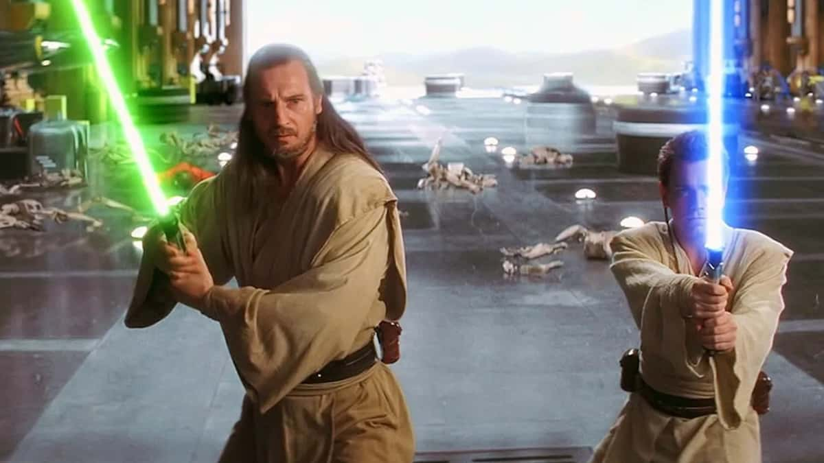 Qui-Gon Jinn and Obi-Wan Kenobi in action in The PHantom Menace.