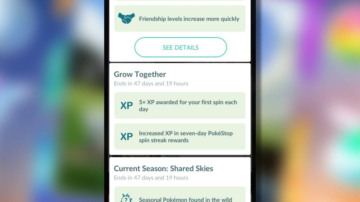 A menu in Pokemon Go shows bonuses