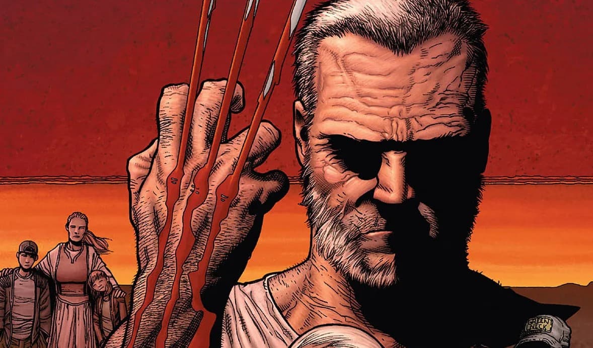 The Old Man Logan comic showing Wolverine with blood coming down his claws