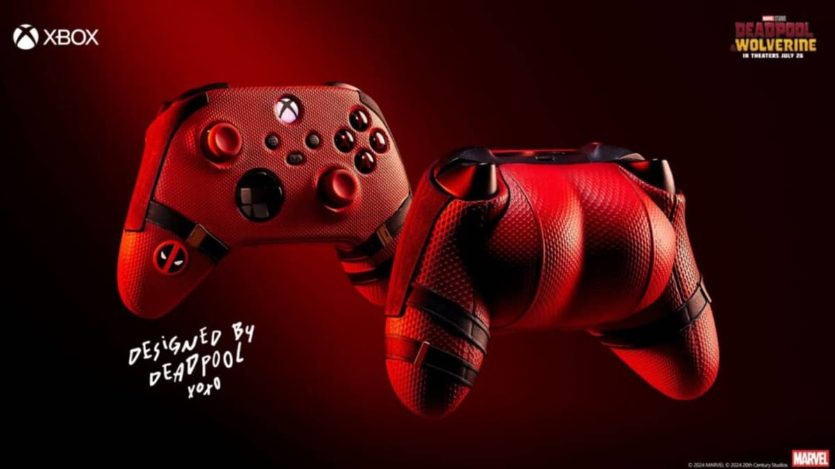 Promotional image of the new Deadpool Xbox controller.