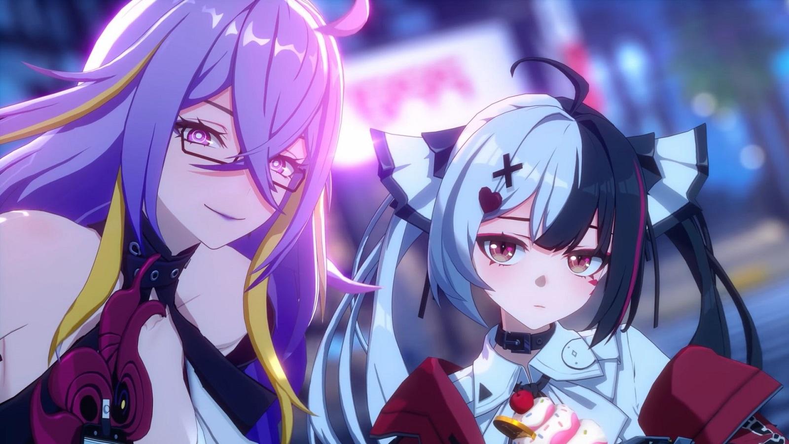 Two anime girls smiling