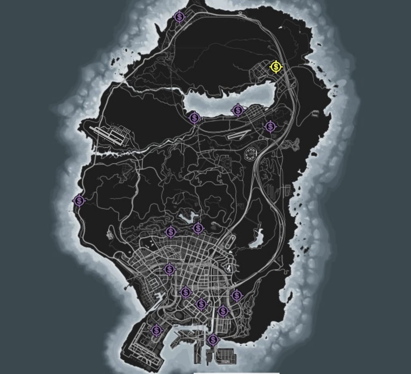 Screenshot of GTA Online map with locations for Madrazo Hits