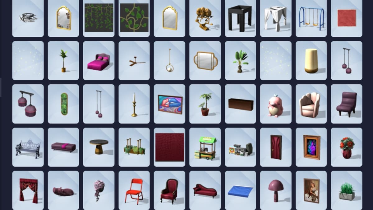 A screenshot featuring build items in The Sims 4 Lovestruck.