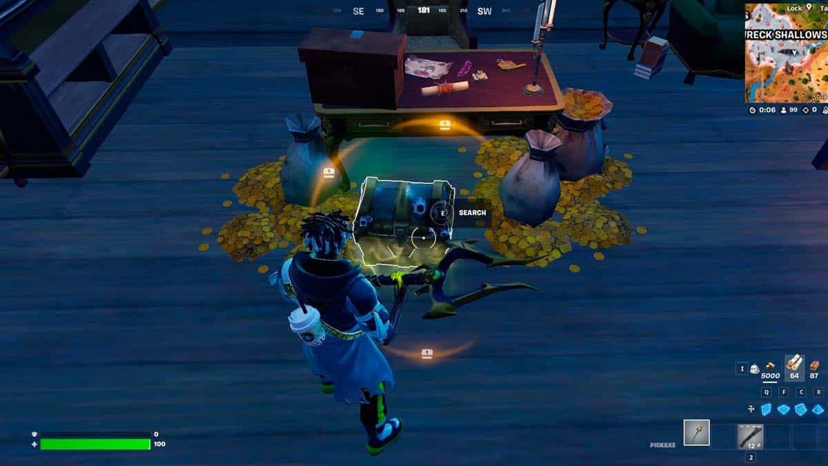 opening a mythic treasure in Fortnite