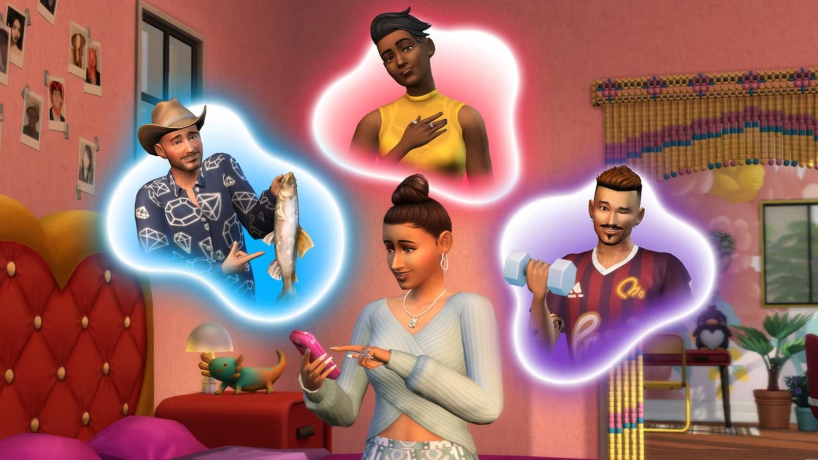 A screenshot featuring The Sims 4 Lovestruck.