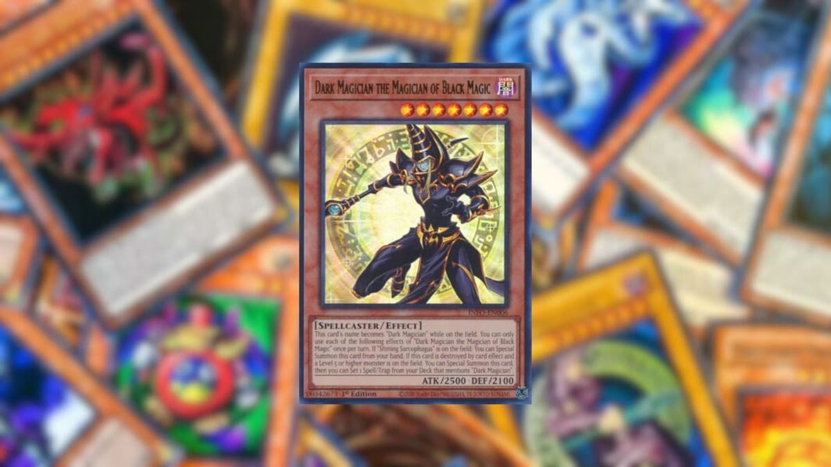 The Dark Magician the Magician of Black Magic card from Yu-Gi-Oh! Infinite Forbidden