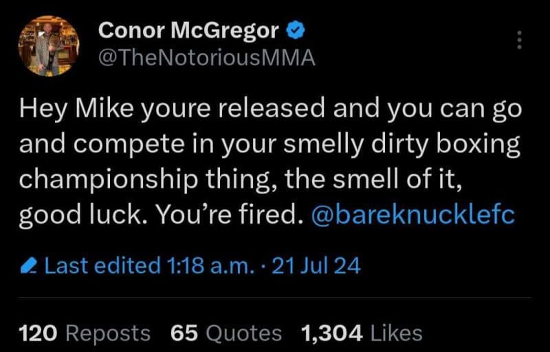 conor mcgregor comments on jake paul/mike perry fight